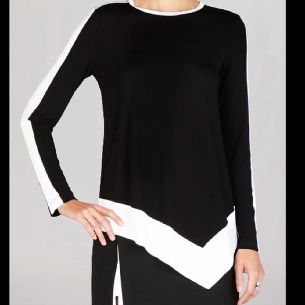BCBGmaxazria asymmetrical contrast shirt